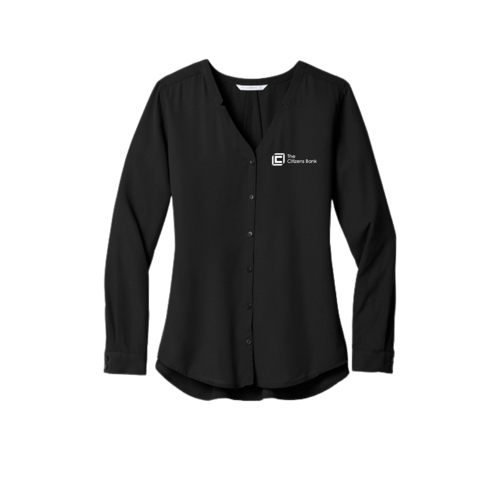 Women's Long Sleeve Button-Front Blouse