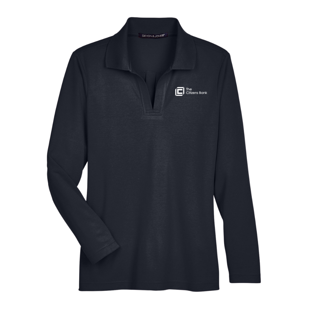 Devon & Jones CrownLux Performance® Ladies' Plaited Long Sleeve Polo