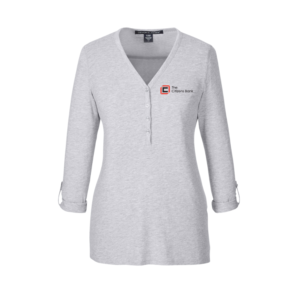 Devon & Jones Ladies' Perfect Fit™ Y-Placket Convertible Sleeve Knit Top