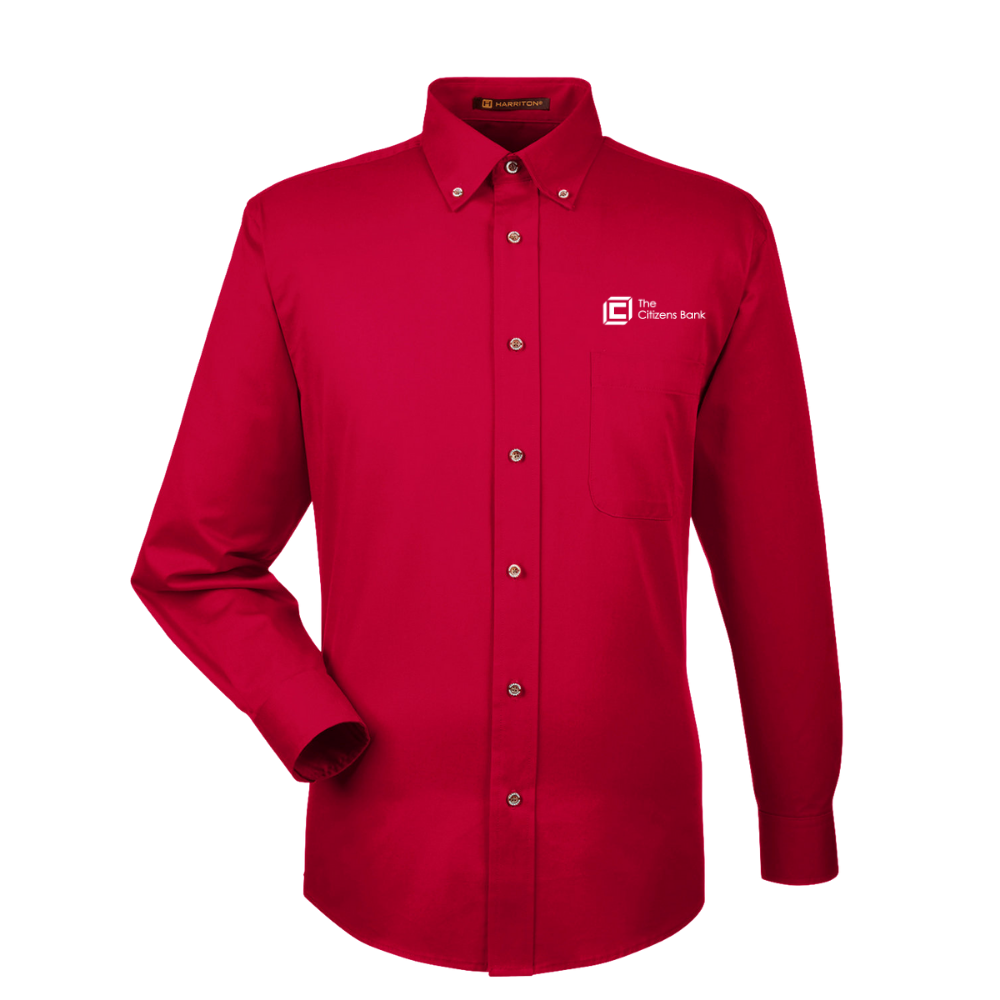 Harriton Men's Easy Blend™ Long-Sleeve Twill Shirt with Stain-Release