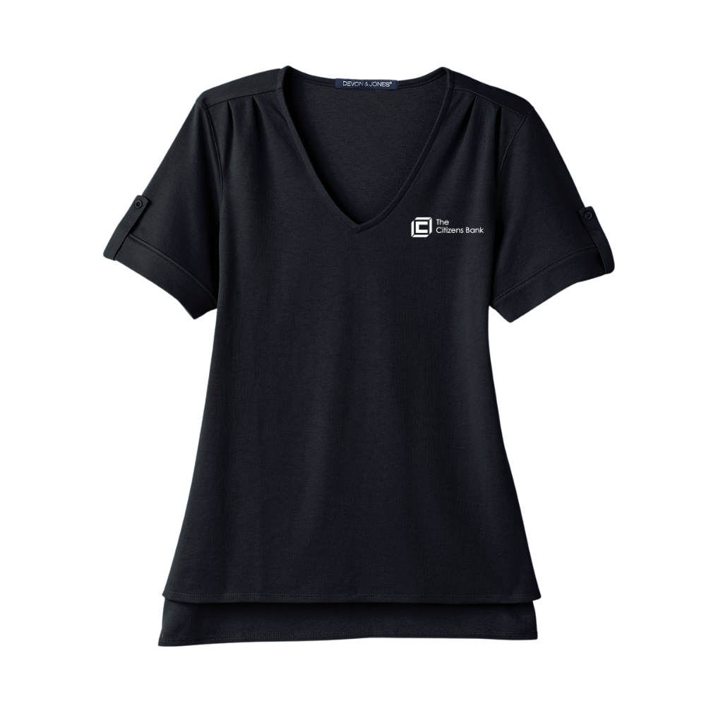 Devon & Jones CrownLux Performance® Ladies' Plaited Rolled-Sleeve Top