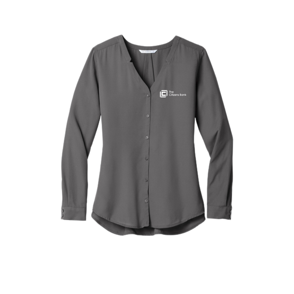 Women's Long Sleeve Button-Front Blouse