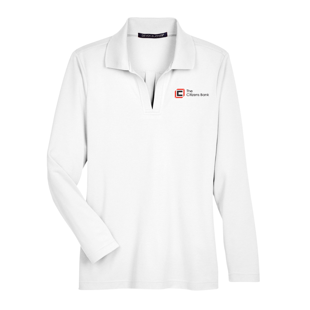Devon & Jones CrownLux Performance® Ladies' Plaited Long Sleeve Polo