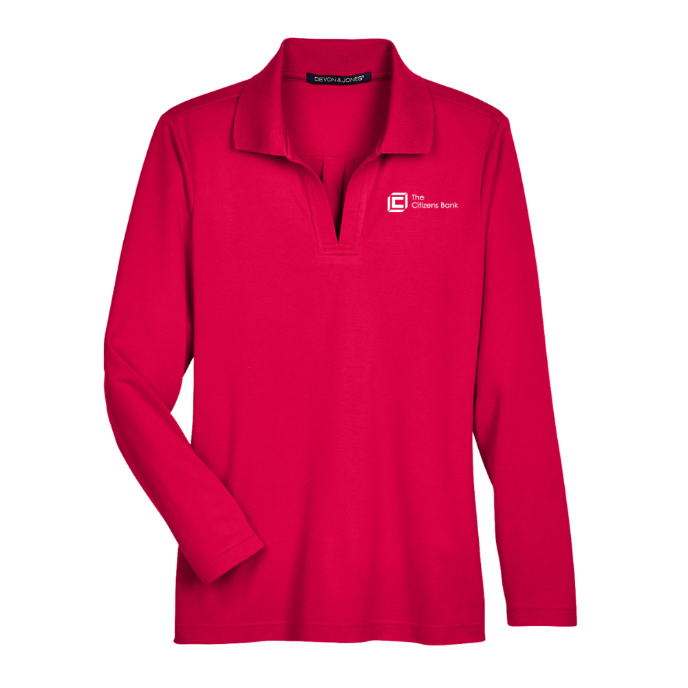 Devon & Jones CrownLux Performance® Ladies' Plaited Long Sleeve Polo