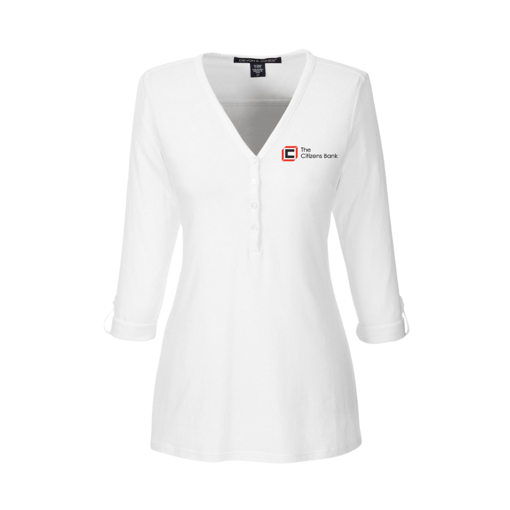 Devon & Jones Ladies' Perfect Fit™ Y-Placket Convertible Sleeve Knit Top