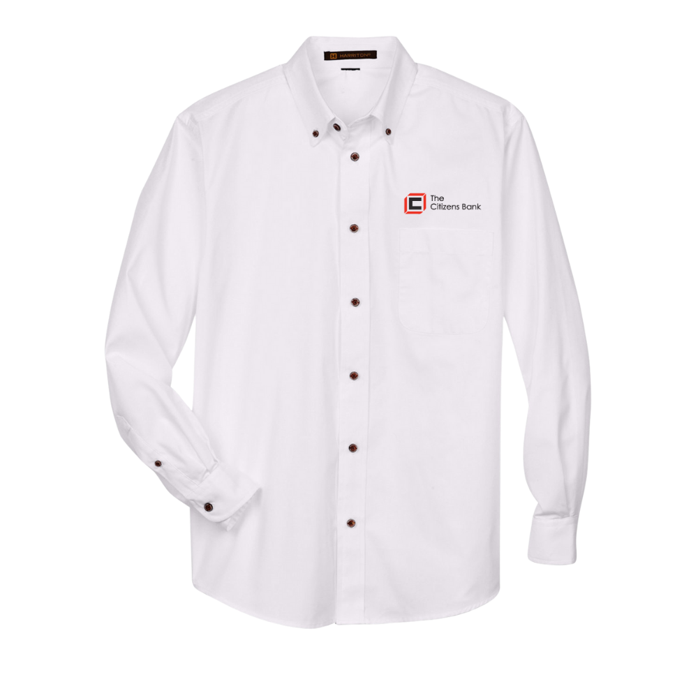 Harriton Men's Easy Blend™ Long-Sleeve Twill Shirt with Stain-Release