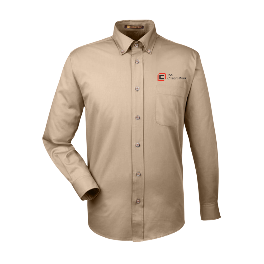 Harriton Men's Easy Blend™ Long-Sleeve Twill Shirt with Stain-Release