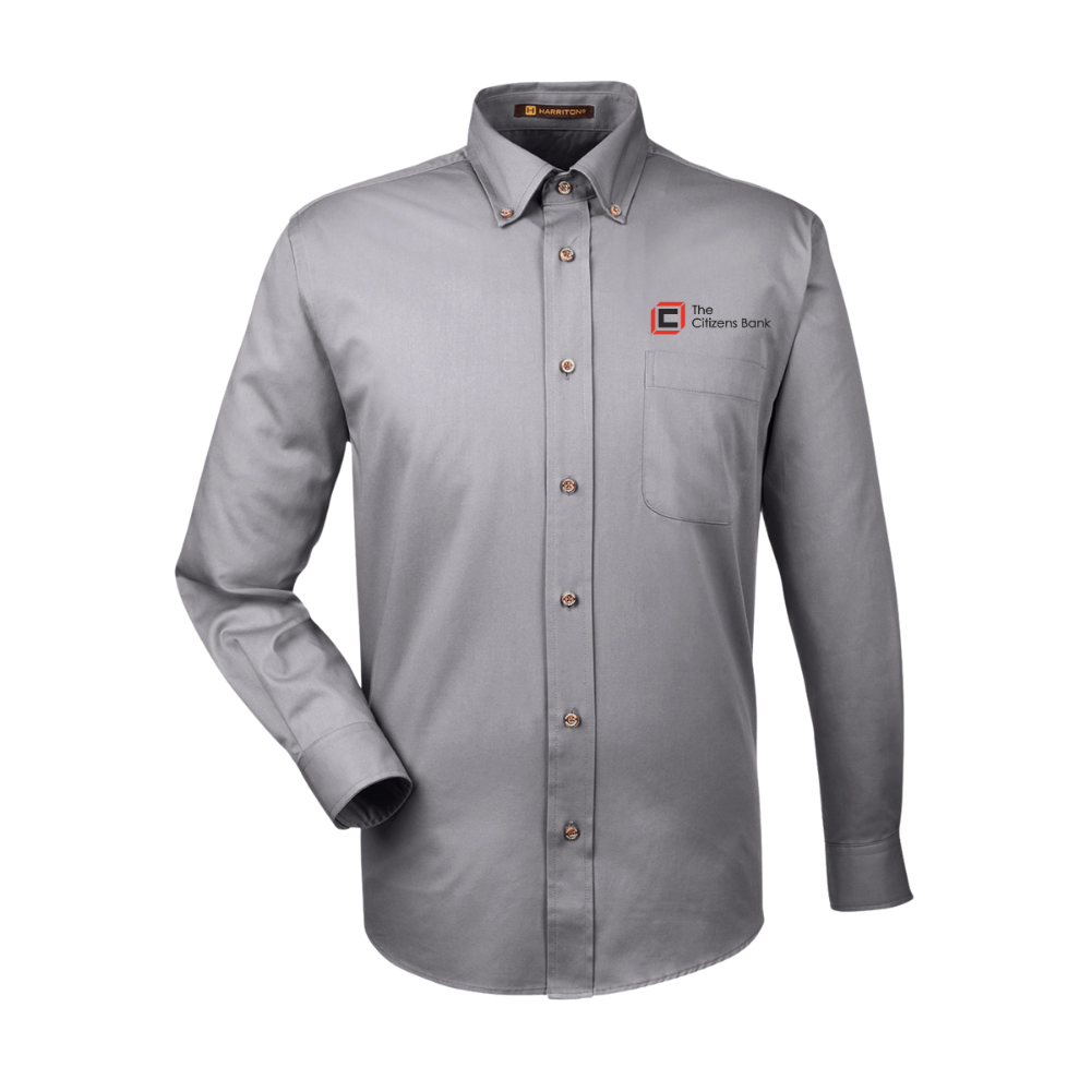 Harriton Men's Easy Blend™ Long-Sleeve Twill Shirt with Stain-Release