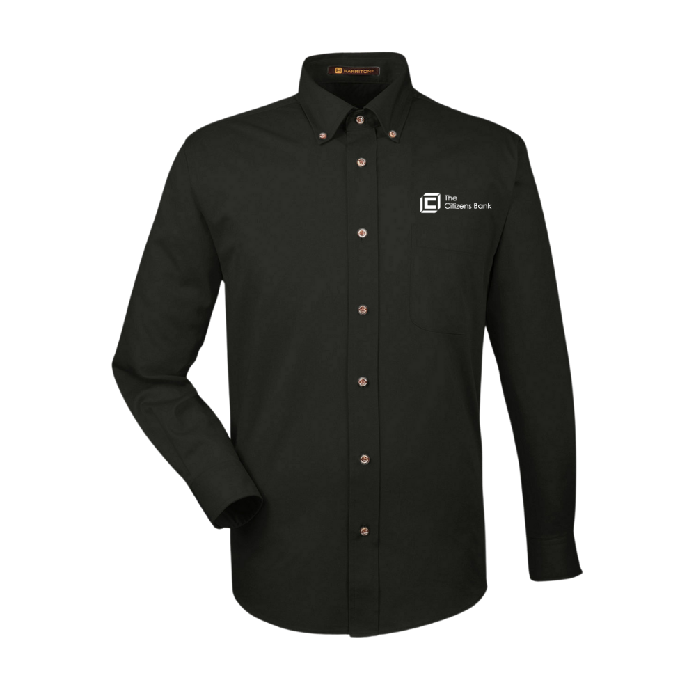 Harriton Men's Easy Blend™ Long-Sleeve Twill Shirt with Stain-Release