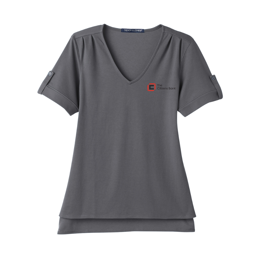 Devon & Jones CrownLux Performance® Ladies' Plaited Rolled-Sleeve Top