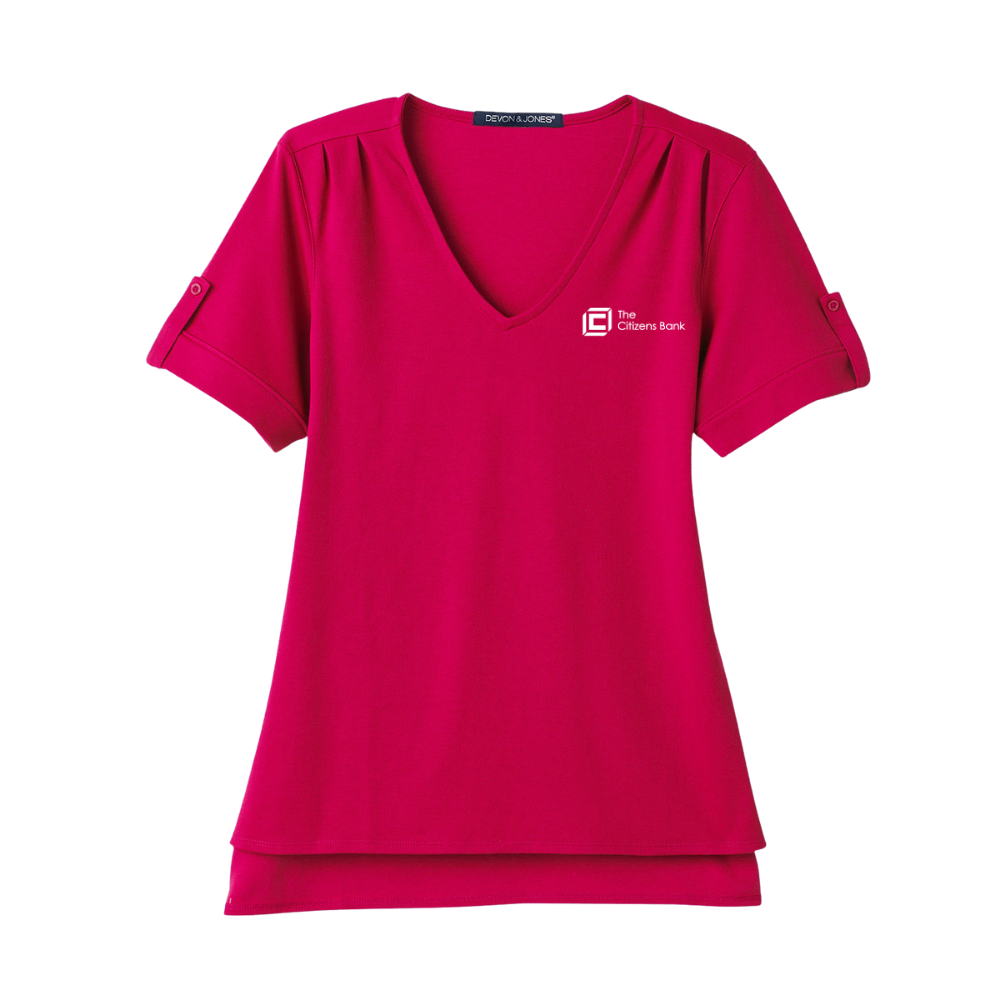 Devon & Jones CrownLux Performance® Ladies' Plaited Rolled-Sleeve Top