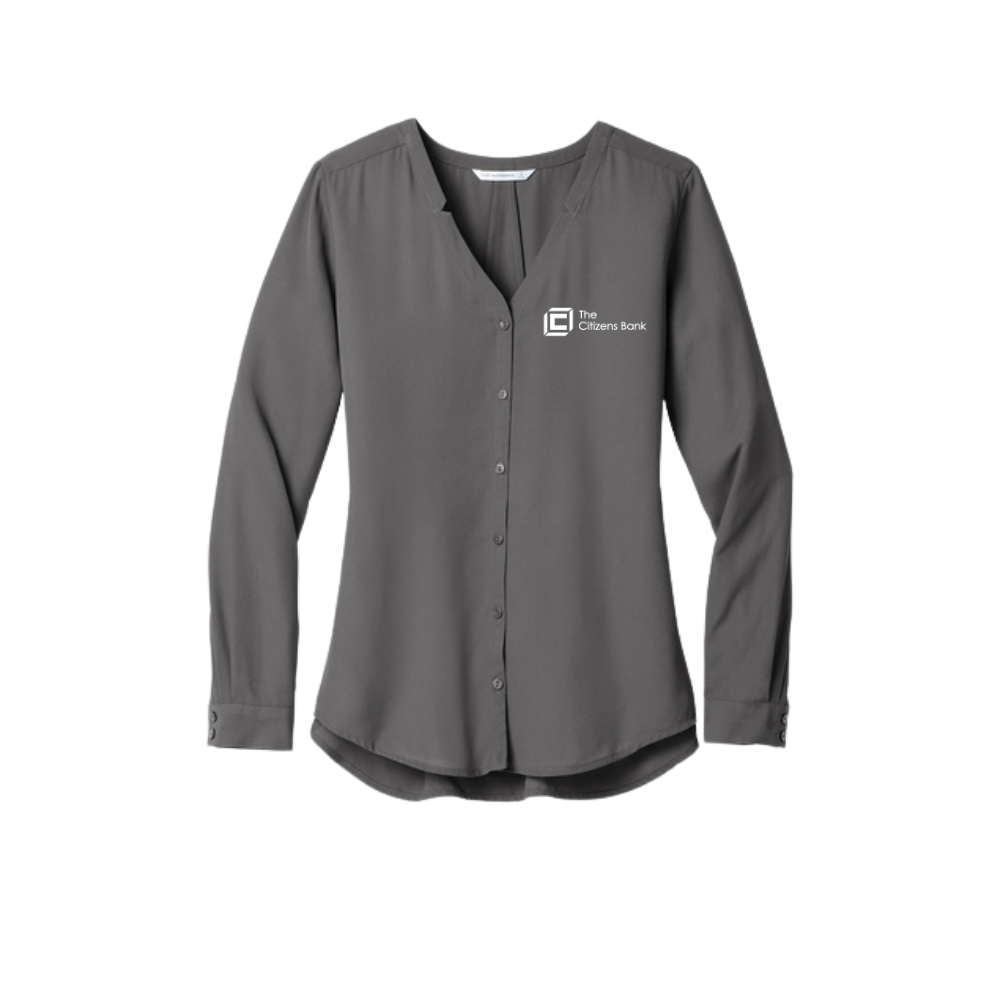 Women's Long Sleeve Button-Front Blouse