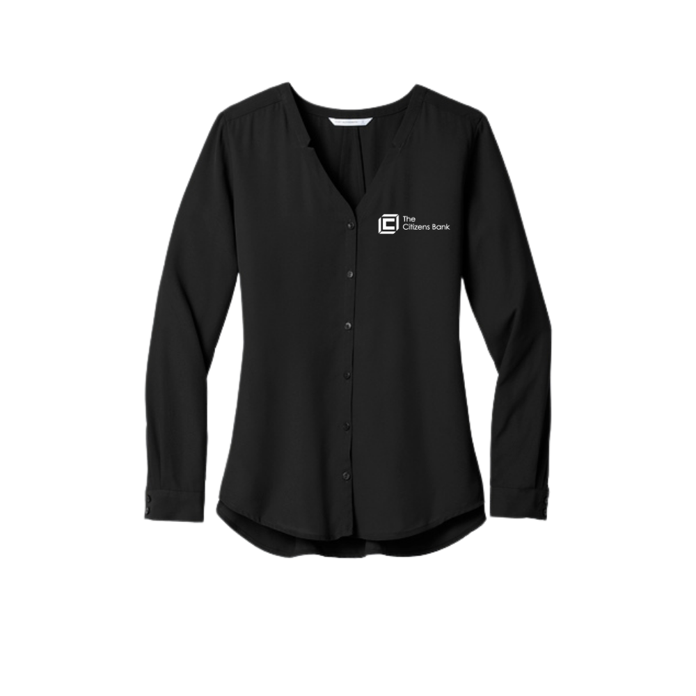 Women's Long Sleeve Button-Front Blouse